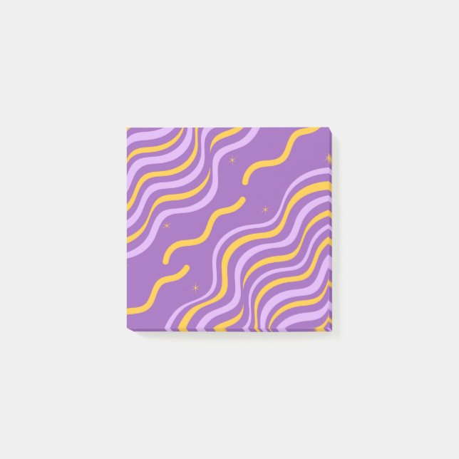 Groovy Wavy Stripe Purple Yellow Abstract Spring Post-it Notes (Front)