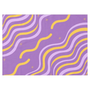 Groovy Wavy Stripe Purple Yellow Abstract Spring Tablecloth