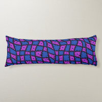 Groovy Wavy Trippy 60s Flower Checks Blue Pink