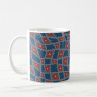 Groovy Wavy Trippy 60s Flower Checks Blue Red