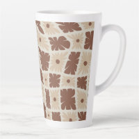 Groovy Wavy Trippy 60s Flower Checks Neutral Brown