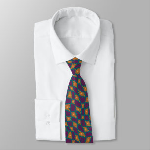 Groovy Wavy Trippy 60s Flower Checks Orange Pink Tie