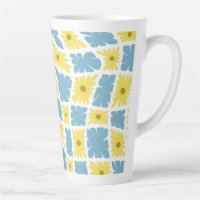 Groovy Wavy Trippy 60s Flower Checks Yellow Blue