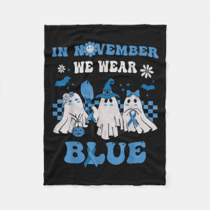 Groovy Wear Blue Diabetes Awareness Cute Ghost Hal Fleece Blanket