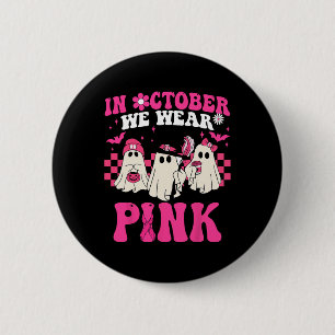 Groovy Wear Pink Breast Cancer Warrior Cute Ghost  6 Cm Round Badge