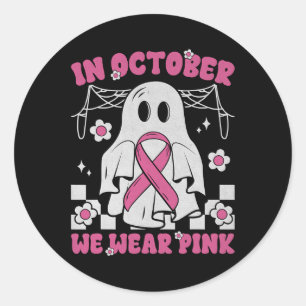 Groovy Wear Pink Breast Cancer Warrior Cute Ghost  Classic Round Sticker