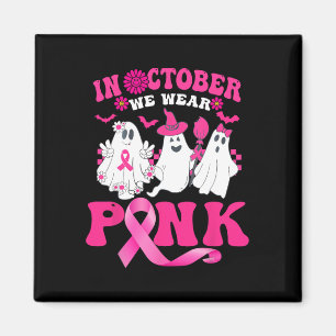 Groovy Wear Pink Breast Cancer Warrior Cute Ghost  Magnet