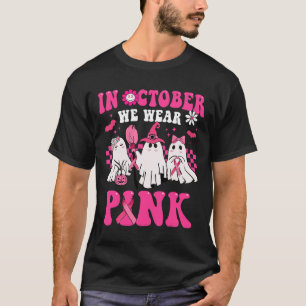 Groovy Wear Pink Breast Cancer Warrior Cute Ghost  T-Shirt