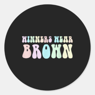 Groovy Winners Wear Brown Summer Camp Competition Classic Round Sticker