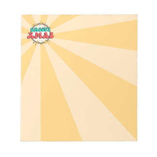 Groovy Xmas retro cartoon text sign Notepad