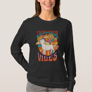 Groovy Y2K Retro Hippie Chihuahua Vibes Happy Dog  T-Shirt