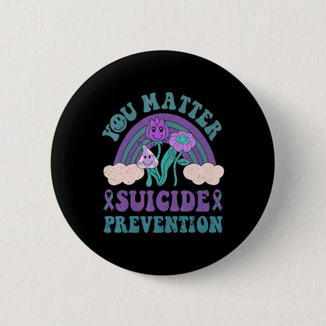 Groovy You 988 Suicide Prevention Awareness  6 Cm Round Badge (Front)