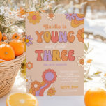 Groovy Young Wild and Three Birthday Invitation<br><div class="desc">Young,  Wild & Three Groovy Birthday Invitation.
Ready to be personalised by you!</div>