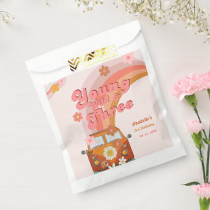 Groovy Young Wild and Three Pink Peach Van Daisy  Favour Bags