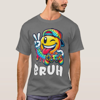 Groovyie Dye Gaming Funny Bruh Boys Peace Sign Gam T-Shirt