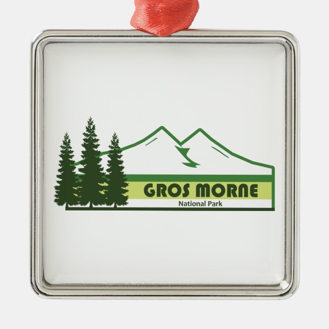 Gros Morne National Park Green Stripes Metal Tree Decoration (Front)
