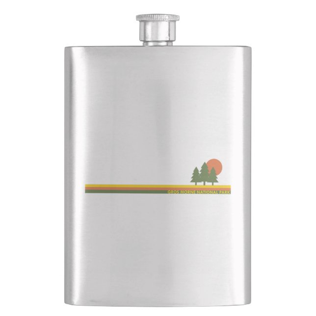 Gros Morne National Park Pine Trees Sun Hip Flask (Front)