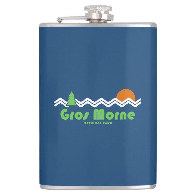 Gros Morne National Park Retro Hip Flask (Front)