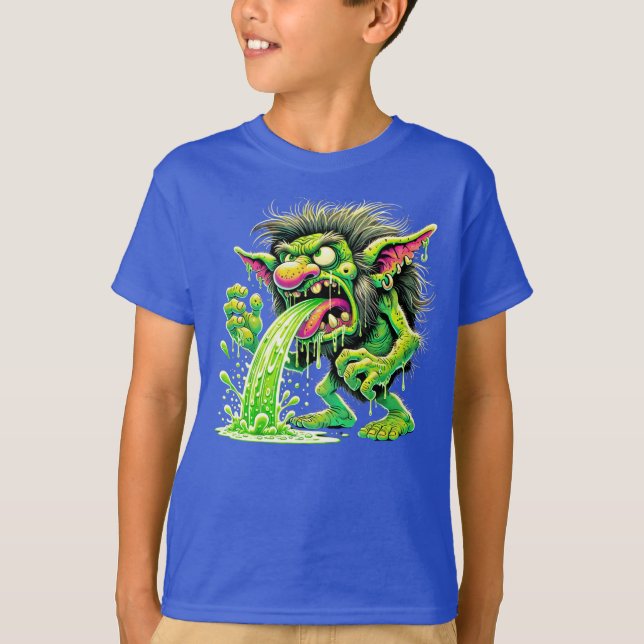 Gross & Funny Puking Troll T-Shirt (Front)