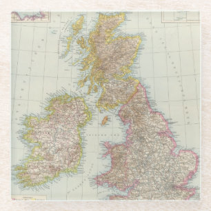 Grossbritannien, Irland - Map of UK, Ireland Glass Coaster