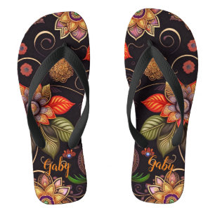 große Blüten mit Ornamenten edles Muster Jandals