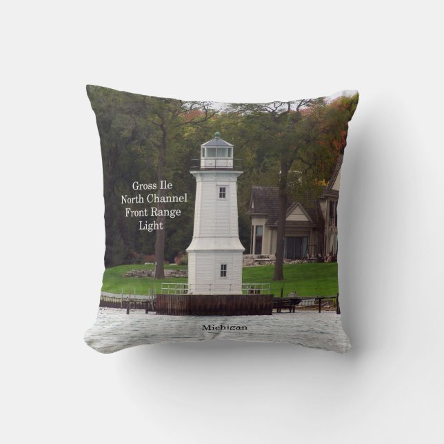 Grosse Ile North Channel Front Range Light square Cushion (Front)