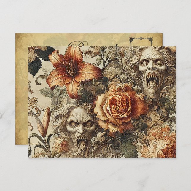 Grotesque Elegance – Gothic Victorian Holiday Postcard (Front/Back)