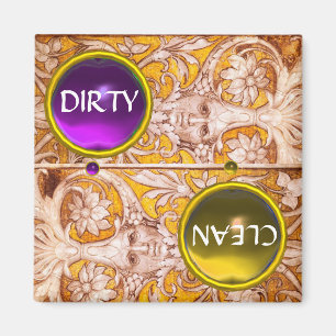GROTESQUE FACE GOLD WHITE FLOWERS DIRTY CLEAN MAGNET