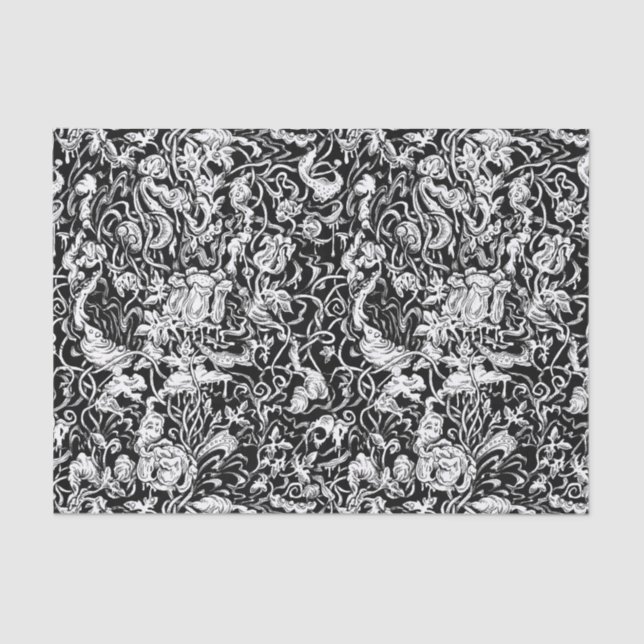 Grotesque Garden Black and White Tissue Paper (Front)
