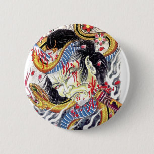 Grotesque & Snake Tattoo Design 6 Cm Round Badge