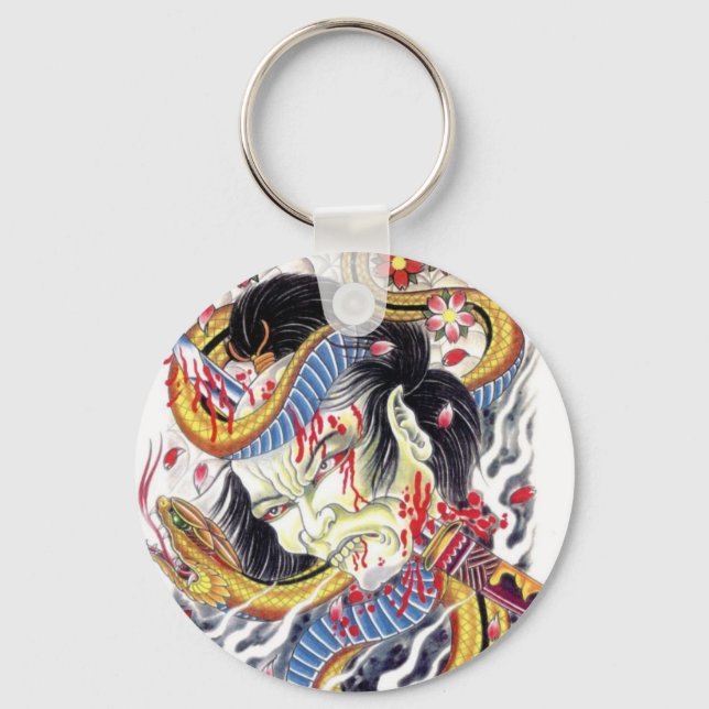 Grotesque & Snake Tattoo Design Key Ring (Front)