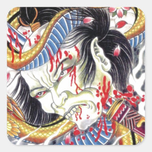 Grotesque & Snake Tattoo Design Square Sticker