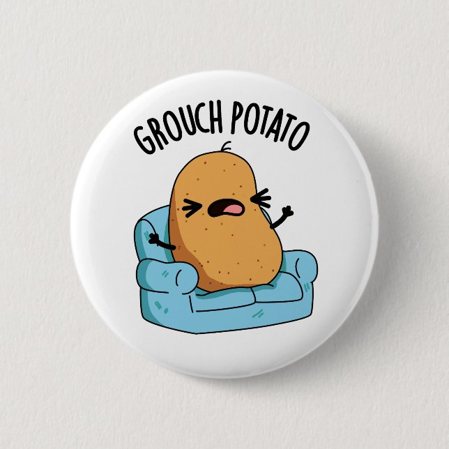 Grouch Potato Funny Veggie Puns  6 Cm Round Badge (Front)