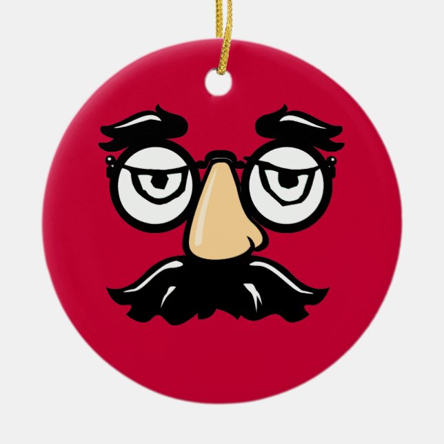 Groucho Glasses Ceramic Tree Decoration (Front)