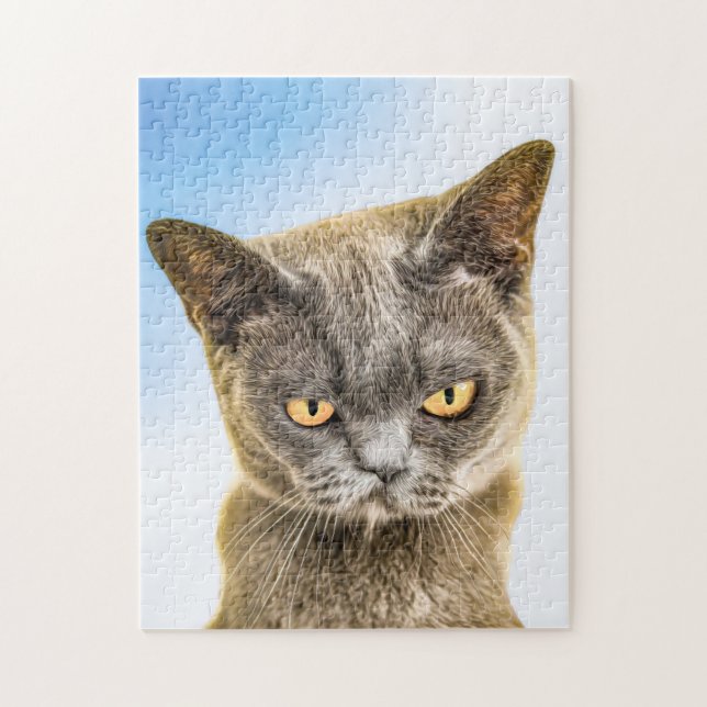 GROUCHY CUTE KITTY CAT ART JIGSAW PUZZLE (Vertical)