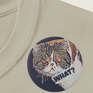 Grouchy Grumpy Cat Funny What? 7.5 Cm Round Badge
