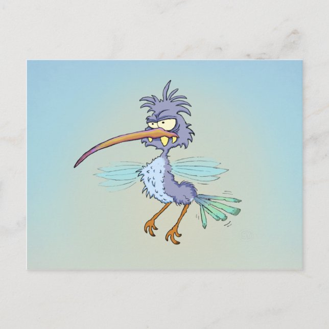 Grouchy Hummingbird Postcard (Front)