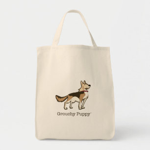 Grouchy Puppy Grocery Tote Bag