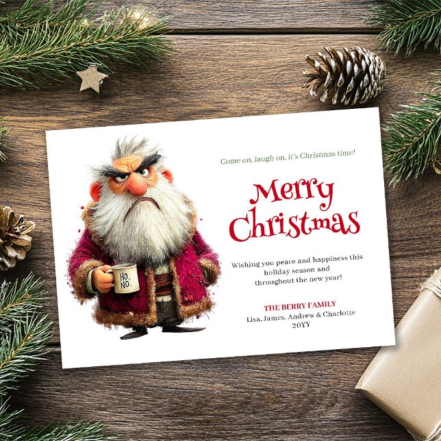 Grouchy Santa humorous editable Christmas greeting Holiday Card (Grouchy Santa humorous editable Christmas greeting card)