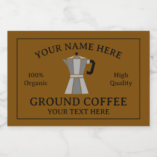 Ground coffee food label template with moka pot