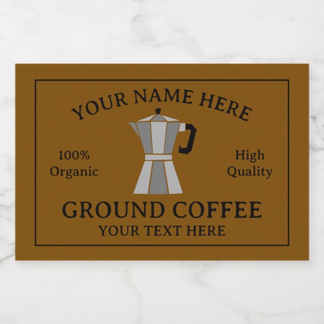 Ground coffee food label template with moka pot (Single Label)