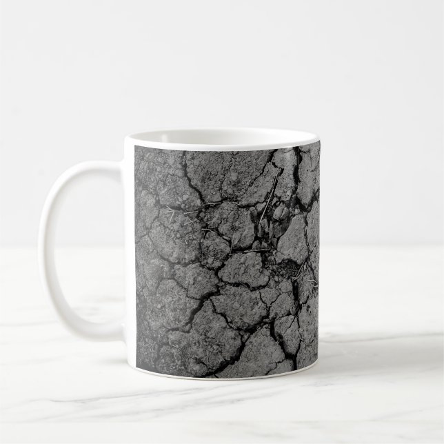 Ground grey dirt drought arid coffee mug (Left)