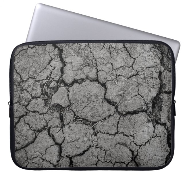 Ground grey dirt drought arid laptop sleeve (Front)