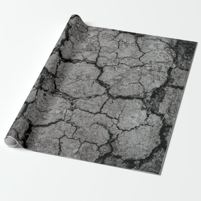 Ground grey dirt drought arid wrapping paper (Unrolled)