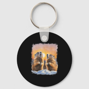 Ground Hog Day Howling At Sunrise Groundhogs Tank  Key Ring