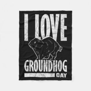 Ground Hog I Love Groundhog Day _2 Fleece Blanket