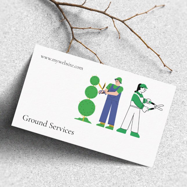 Ground Services Landscaping Gardening Gardener Business Card (Creator Uploaded)
