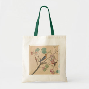 Ground Thrush and Moth on an Orchid Branch Tote Bag
