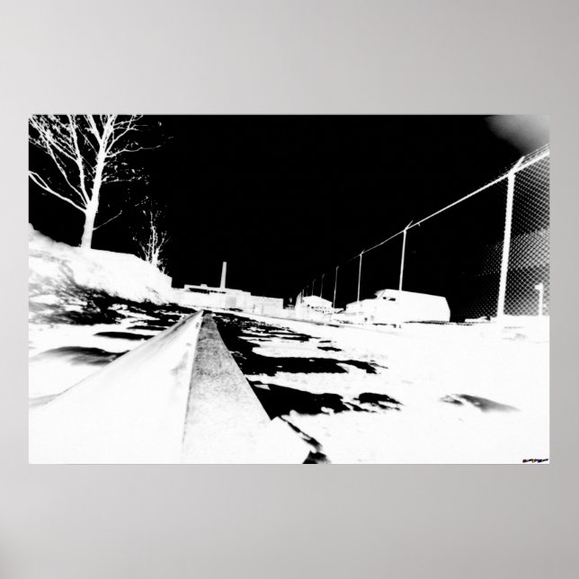 Ground View Of Rail Road Tracks - negative Poster (Front)