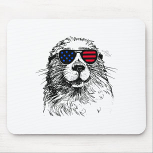 Groundhog 4th July America Usa Flag For Women Kids Mouse Pad
